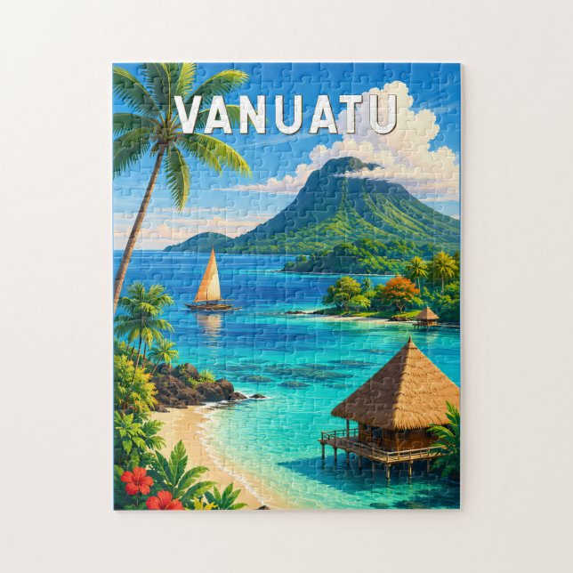 Puzzle Illustration de voyage vintage Vanuatu (Vertical)