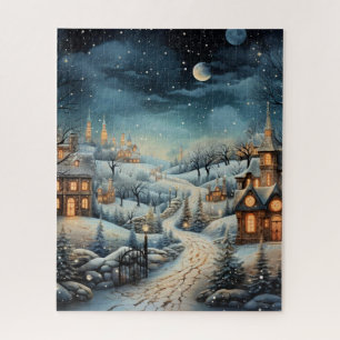 Puzzle Illustration décorative de village de Noël