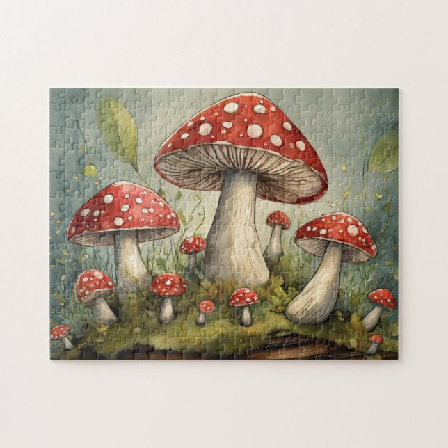 Puzzle Illustration des champignons rouges lunaires (Horizontal)