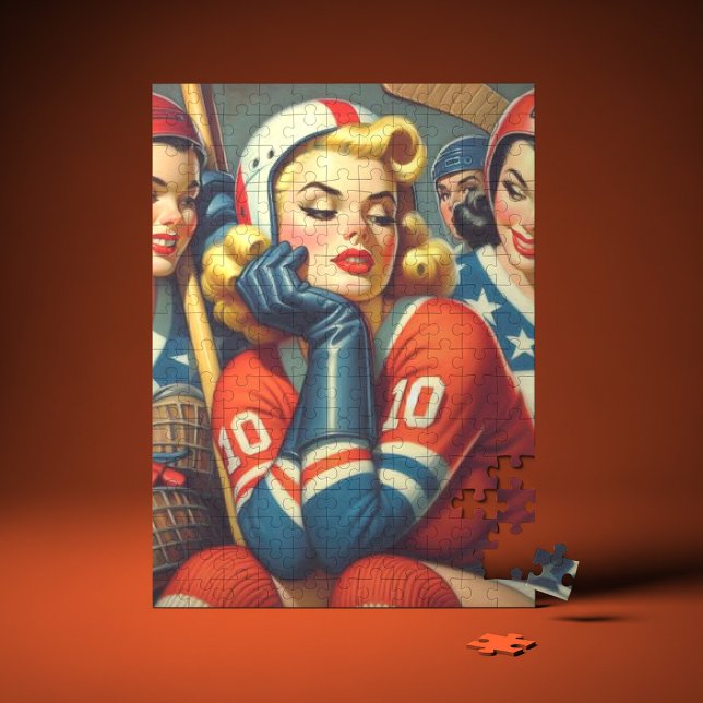 Puzzle Illustration des filles de hockey vintage (Créateur téléchargé)