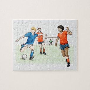 Puzzle Illustration des footballeurs jouant