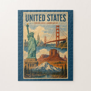 Puzzle Illustration des monuments américains des États-Un