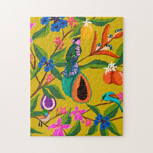 Puzzle Illustration des oiseaux et des fleurs sauvages de (Vertical)