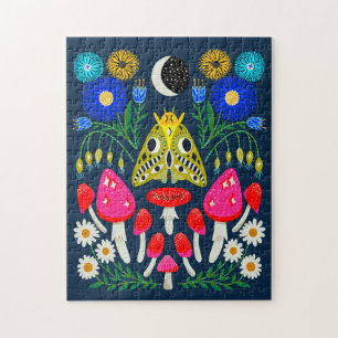 Puzzle Illustration des papillons de nuit et des champign