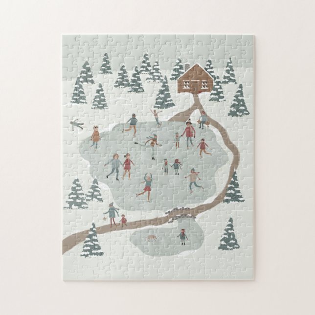 Puzzle Illustration d'hiver de la patinoire confortable (Vertical)