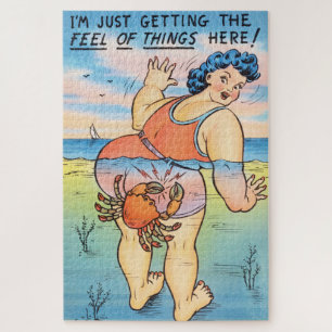 Puzzle Illustration drôle de plage vintage attaque de cra