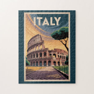 Puzzle Illustration du Colisée d'Italie Art de voyage vin