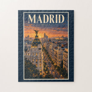 Puzzle Illustration du coucher de soleil à Madrid Espagne