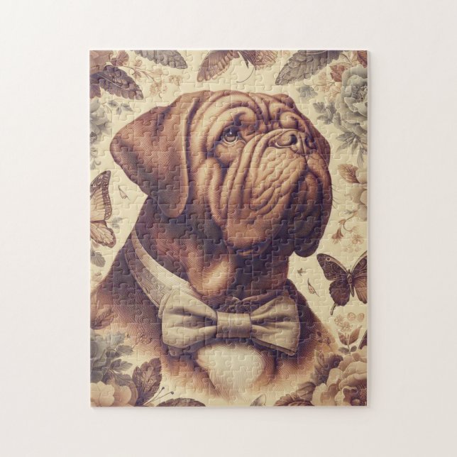 Puzzle Illustration du Dogue de Bordeaux vintage (Vertical)