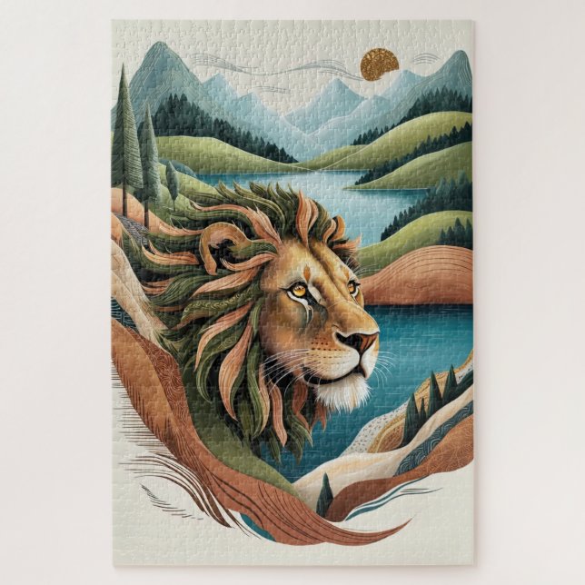 Puzzle Illustration du lion hybride vibrant Faune (Vertical)