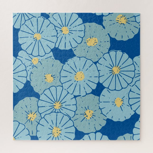 Puzzle Illustration du motif floral bleu japonais (Vertical)