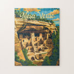 Puzzle Illustration du parc national Mesa Verde Travel Ar<br><div class="desc">Design d'illustration vectorielle Mesa Verde. Le parc est connu pour ses maisons de falaises antiques Puebloan bien préservées,  notamment l'immense Cliff Palace.</div>