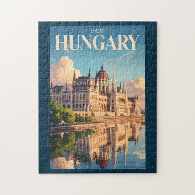 Puzzle Illustration du Parlement de Hongrie Art de voyage (Vertical)
