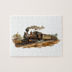 Puzzle Illustration du paysage des trains à vapeur vintag
