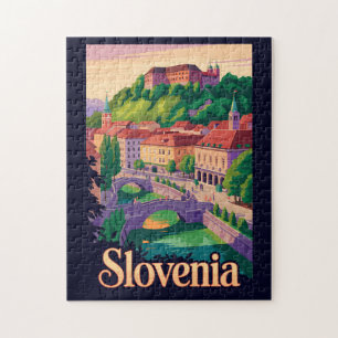 Puzzle Illustration du pont de Ljubljana en Slovénie Art