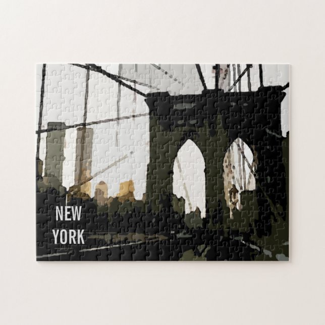 Puzzle Illustration du Pop Art Brooklyn Bridge New York C (Horizontal)