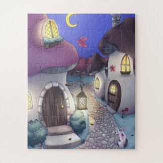 Puzzle Illustration du village de champignons nocturnes d