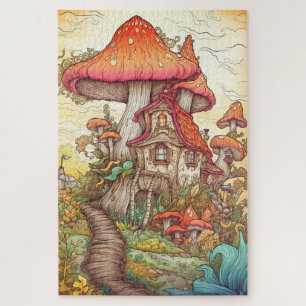 Puzzle Illustration du village de champignons sauvages