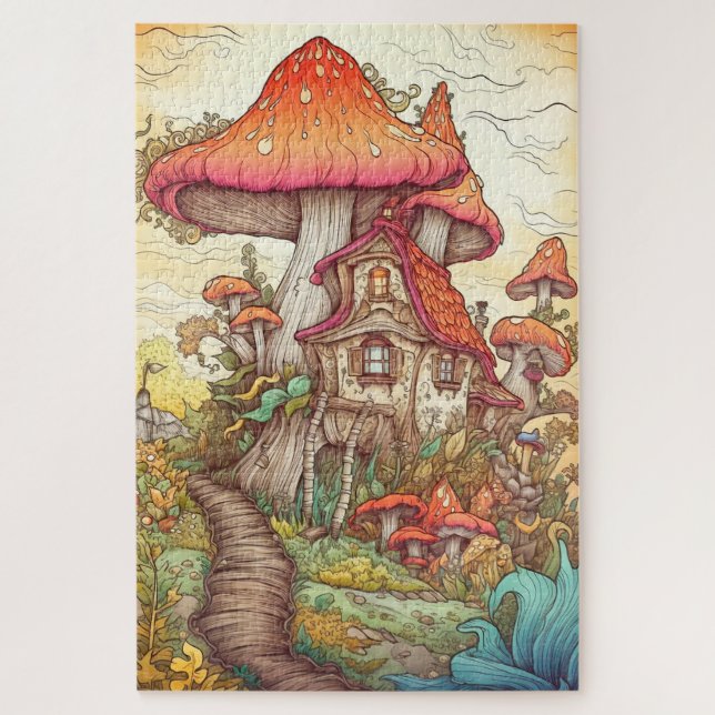 Puzzle Illustration du village de champignons sauvages (Vertical)