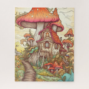 Puzzle Illustration du village de champignons sauvages