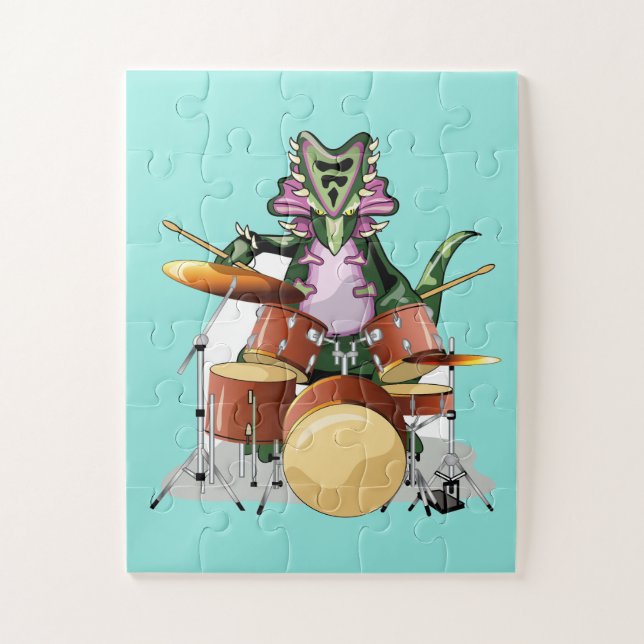 Puzzle Illustration D'Un Chasmosaurus Jouant Aux Tambours (Vertical)