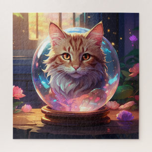 Puzzle Illustration d'un chat dans une balle de cristal