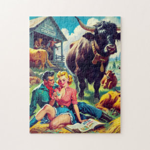 Puzzle Illustration d'un couple de pays rétro
