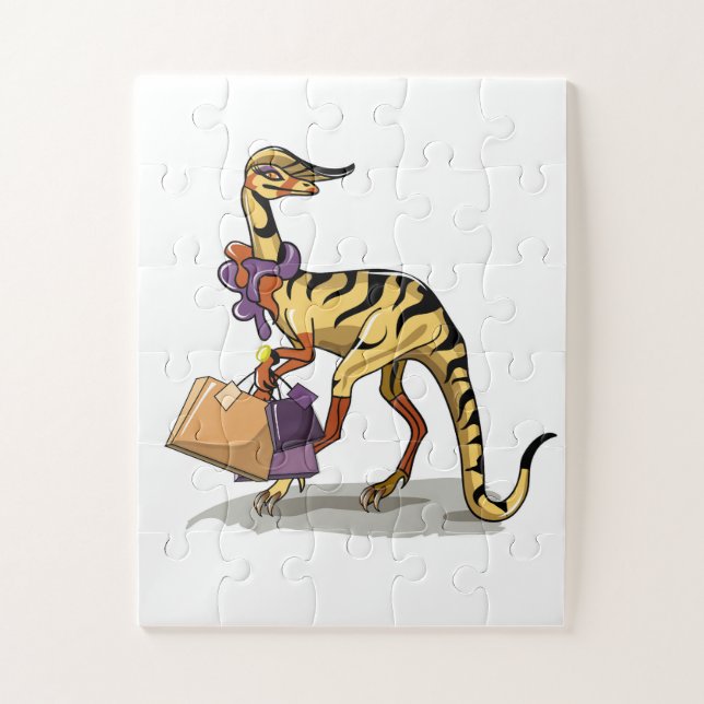 Puzzle Illustration D'Un Iguanodon Avec Sacs Commerciaux. (Vertical)
