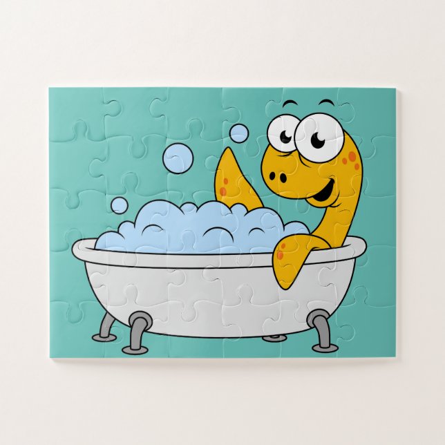 Puzzle Illustration D'Un Monstre De Loch Ness De Bain. (Horizontal)