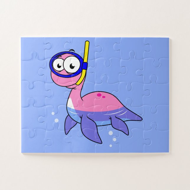 Puzzle Illustration D'Un Monstre De Loch Ness De Snorkeli (Horizontal)