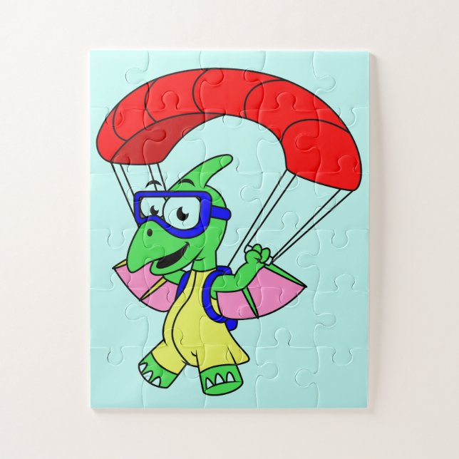 Puzzle Illustration D'Un Parachutage De Ptérodactyle. (Vertical)