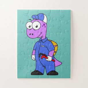 Puzzle Illustration D'Un Plomber Spinosaurus.