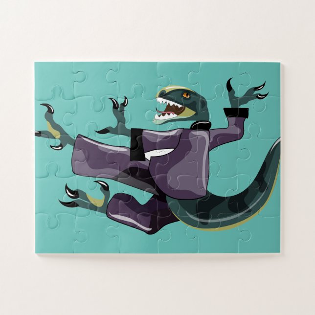 Puzzle Illustration D'Un Rapteur Qui Fait Du Karaté. (Horizontal)