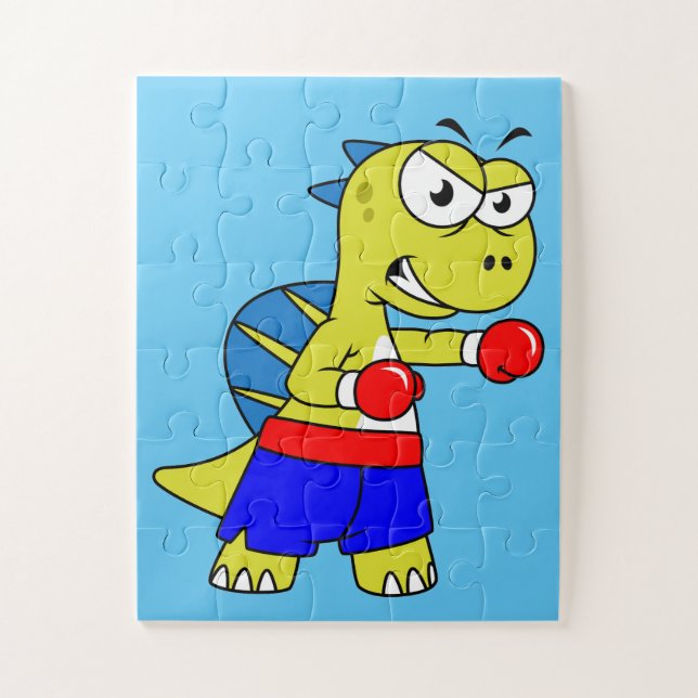 Puzzle Illustration D'Une Boxe De Spinosaurus. (Vertical)