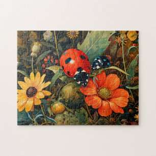 Puzzle Illustration d'une coccinelle sur une simple fleur