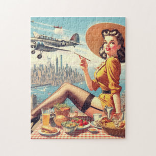 Puzzle Illustration d'une prise d'avion rétro
