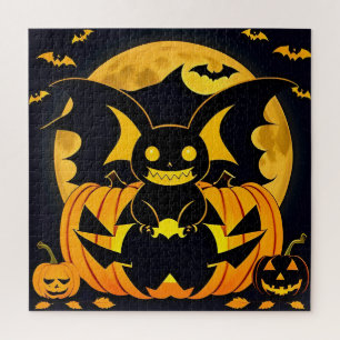 Puzzle Illustration effrayante d'Halloween avec citrouill