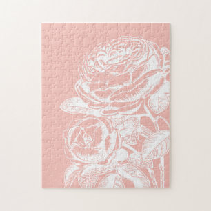 Puzzle Illustration florale vintage Botanique rose