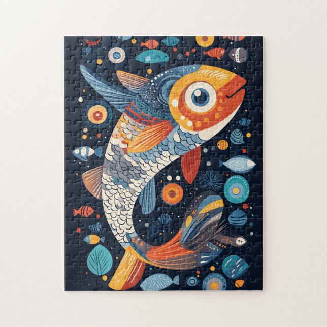 Puzzle Illustration géométrique du poisson (Vertical)