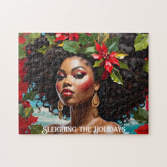 Puzzle Illustration Holly de Noël Africain-Américain (Horizontal)