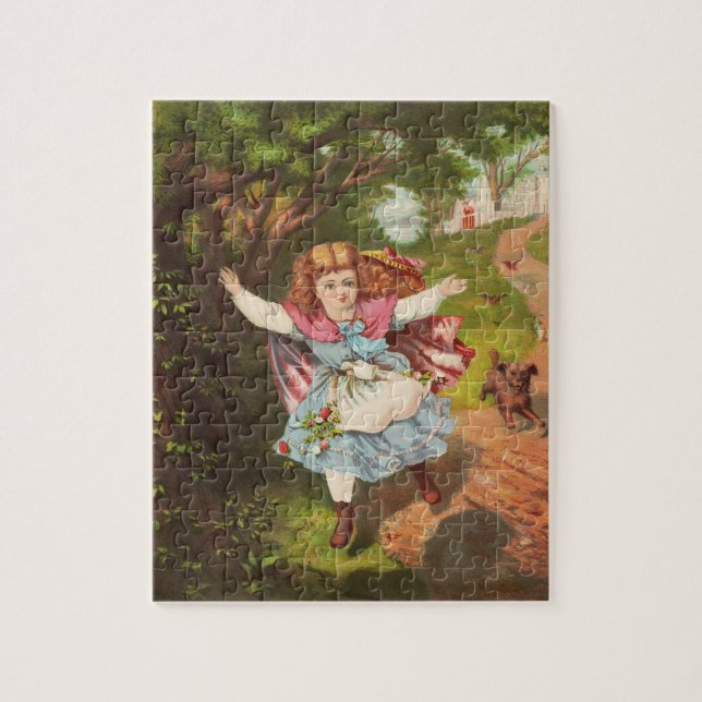 Puzzle Illustration lithographique d'une petite fille rét (Vertical)