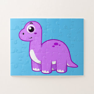 Puzzle Illustration Mignonne D'Un Brontosaurus Dinosaure.