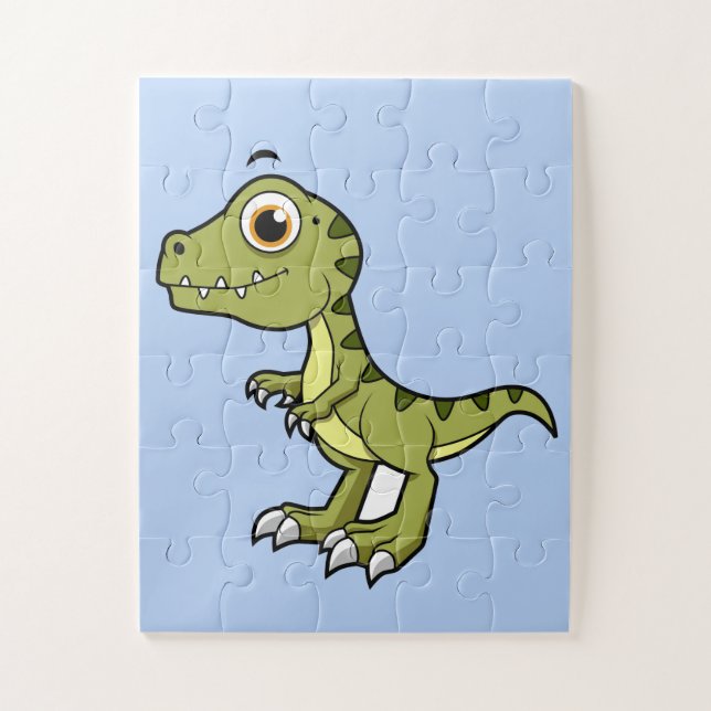 Puzzle Illustration Mignonne D'Un Rex Tyrannosaurus. (Vertical)