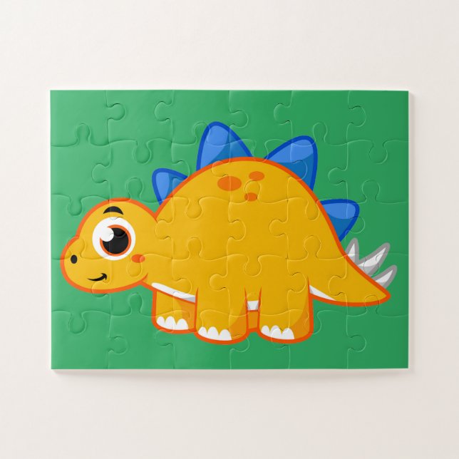 Puzzle Illustration Mignonne D'Un Stegosaurus. (Horizontal)