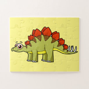 Puzzle Illustration Mignonne D'Un Stegosaurus Dinosaure.