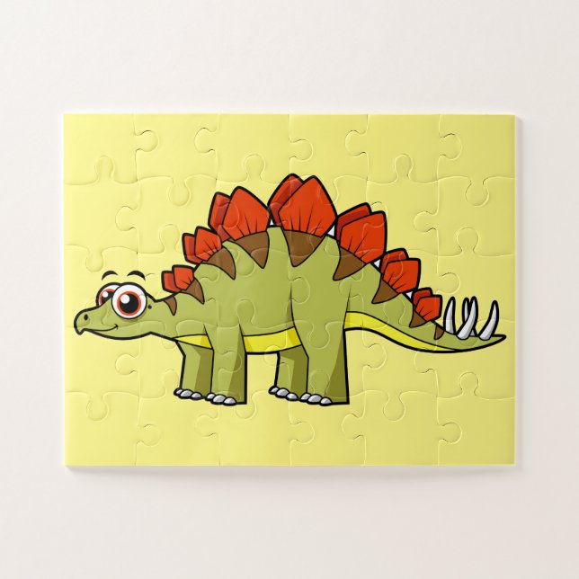 Puzzle Illustration Mignonne D'Un Stegosaurus Dinosaure. (Horizontal)