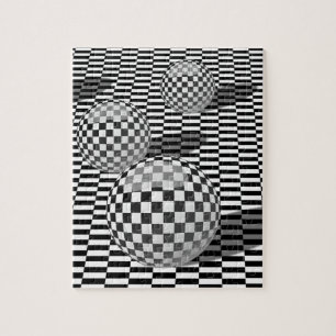 Puzzle Illustration noire et blanche avec des boules sur