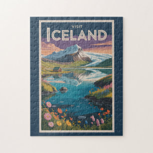 Puzzle Illustration picturale vintage de voyage en Island