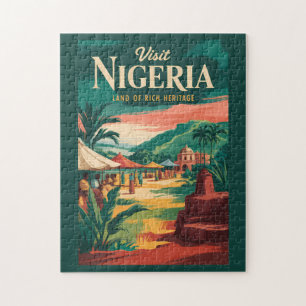 Puzzle Illustration picturale vintage du Nigeria pour l'a