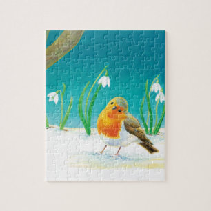 Puzzle Illustration Red Robin Bird